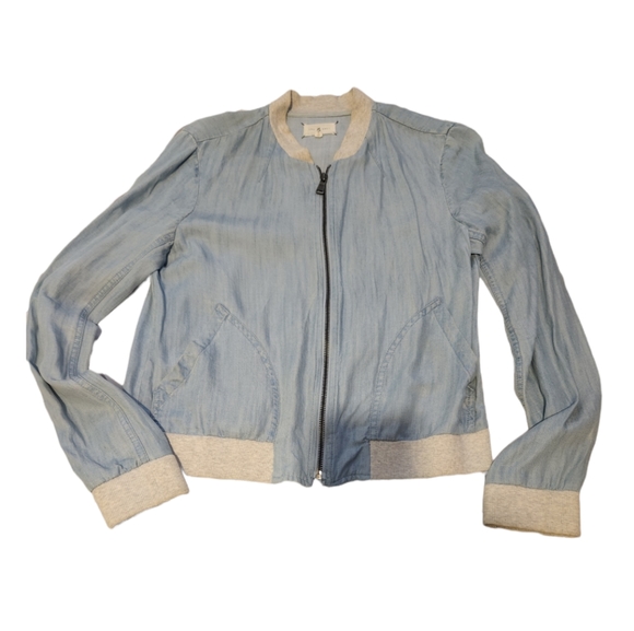 Lou & Grey Jackets & Coats Light Blue Denim Bomber Jacket Poshmark